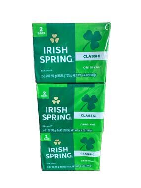 Irish Spring ORIGINAL Soap NO Flaxseed/Linseed Oil (6) Sealed Bars 3.2oz